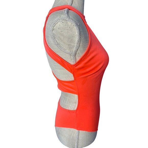 Glamazon Halter Neck Orange Bodysuit With Back Zipper Cutout S - Picture 3 of 9